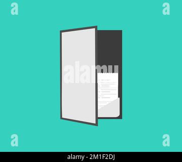 Paper invoice with suggested gratuities or tips. Receipt Holder on cafe or Restaurant logo design. Payment and finances concept. Receipt Bill. Stock Vector