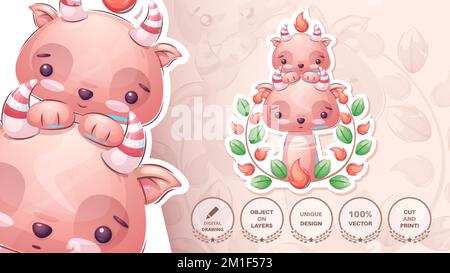 Red devil family - cute cartoon character Stock Vector