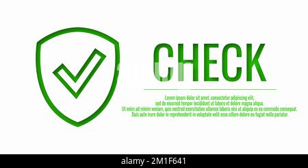 Banner shield check mark icon. Place for your text. Cope space. Vector illustration. Word CHECK. Stock Vector