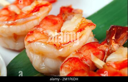 Camaro Grelhado Com Molho Cru -  grilled prawn dish from Angola prepared Stock Photo