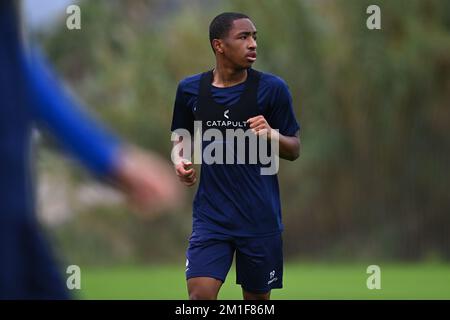 Gent's Malick Fofana pictured during a training session at the winter training camp of Belgian first division soccer team KAA Gent in Oliva, Spain, Monday 12 December 2022. BELGA PHOTO LUC CLAESSEN Stock Photo