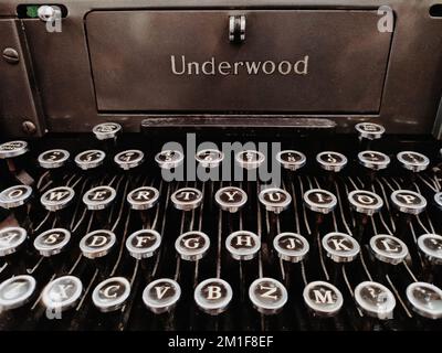Historic Underwood typewriter used in the second world war located at Hurst Castle Stock Photo