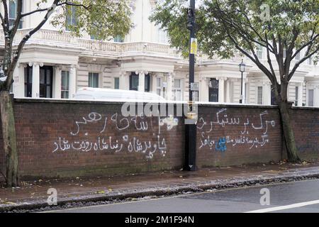London, UK. 12th Dec, 2022. Iranian citizens demonstrate outside the Iranian Embassy in London against the Iranian dictatorship and its execution of political prisoners. Credit: Brian Minkoff/Alamy Live News Stock Photo