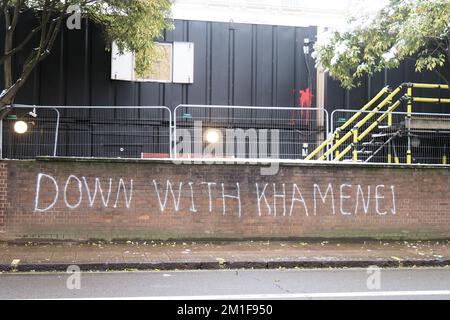 London, UK. 12th Dec, 2022. Iranian citizens demonstrate outside the Iranian Embassy in London against the Iranian dictatorship and its execution of political prisoners. Credit: Brian Minkoff/Alamy Live News Stock Photo