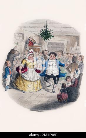 Mr Fezziwigs Ball.  An illustration by John Leech for A Christmas Carol by Charles Dickens. Stock Photo