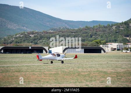 aircraft or tow plane used to tow Gliders through the air at Chateau-Arnoux-Saint-Auban airport, France Stock Photo