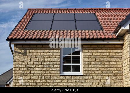 Solar Panels on roof Stock Photo