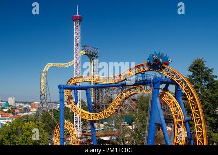 Helsinki Finland 24 June 2022 Top view of Linnanmaki amusement