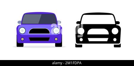 Car front view vector flat icon. Car parking cartoon front design shape Stock Vector