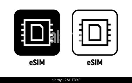 Esim internet operator simcard icon. Embedded simcard chip object smart phone icon 5g vector symbol. Stock Vector