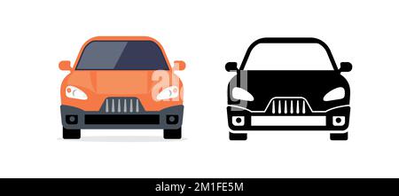 Car front view vector flat icon. Car parking cartoon front design shape Stock Vector