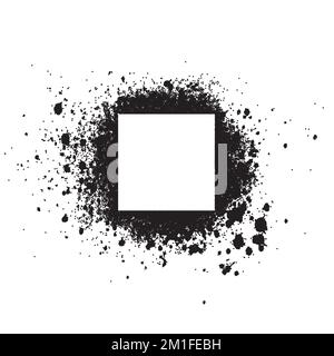 Spray painted square dot frame. Paint circular rectangle vector splatter spray. Stock Vector
