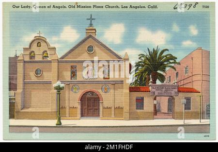 Our Lady, Queen of Angels, Old Mission Plaza Church, Los Angeles, Calif. , Churches, Tichnor Brothers Collection, postcards of the United States Stock Photo