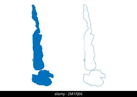 Lake Yalpuh and Kuhurlui or Kugurluy (Ukraine, Odessa Oblast) map vector illustration, scribble sketch map Stock Vector