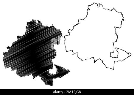 Moroleon municipality (Free and Sovereign State of Guanajuato, Mexico, United Mexican States) map vector illustration, scribble sketch Moroleón map Stock Vector