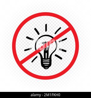 lights is prohibited sign do not turn on the light Stock Vector