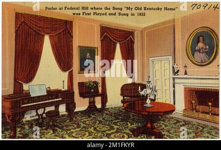 Parlor at Federal Hill where the song 'My Old Kentucky Home' was first played and sung in 1852, My Old Kentucky Home, Bardstown, KY , Historic sites, Tichnor Brothers Collection, postcards of the United States Stock Photo