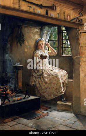 A Cosey Corner by Frank Millet (1848-1912), oil on canvas, 1884 Stock Photo