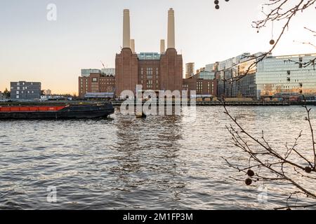Battersea Power Station after it's major redevelopment, shot from across the River Thames. 2022. Stock Photo