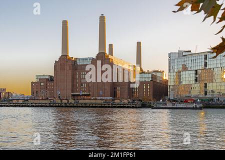 Battersea Power Station after its major redevelopment, shot from across the River Thames. 2022. Stock Photo