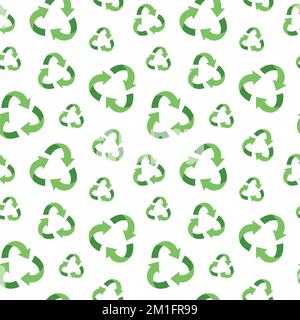Zero waste concept seamless pattern with waste recycling logo. Sustainable lifestyle, ecological concept. Vector illustration in cartoon style Stock Vector