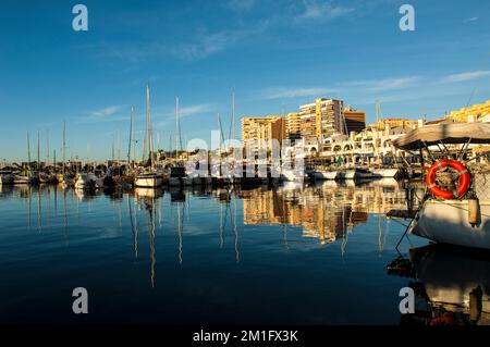 Moored vessels in the port of Aguadulce, Almería Stock Photo