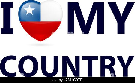 Heart with Chilean flag colors. I Love My Country - Chile Stock Vector