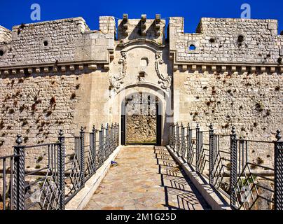 Apulia Puglia Gargano Italy. Monte Sant'Angelo. Castello Normanno Svevo Aragonese Stock Photo