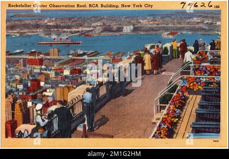 Rockefeller Center observation roof, RCA Building, New York City , Tichnor Brothers Collection, postcards of the United States Stock Photo