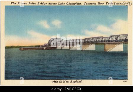Rouges Point Bridge Bridge across Lake Champlain. Rouses Point. 1952 Stock Photo - Alamy