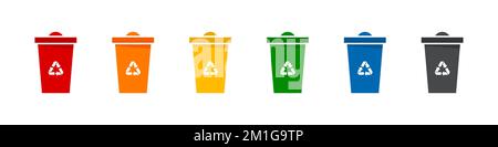 Recycle bins. Garbage bins. Trash bin icons. Separation recycle bins collection. Vector illustration Stock Vector