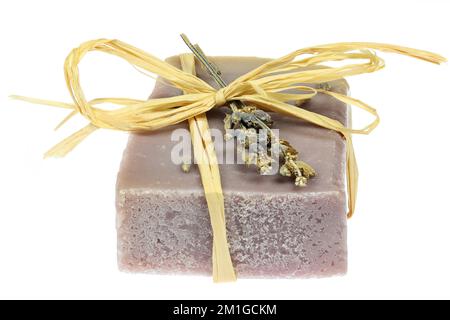 handmade lavender soap isolated on white background Stock Photo