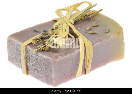 handmade lavender soap isolated on white background Stock Photo