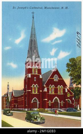 St. Joseph's Cathedral, Manchester, N.H. , Churches, Tichnor Brothers Collection, postcards of the United States Stock Photo