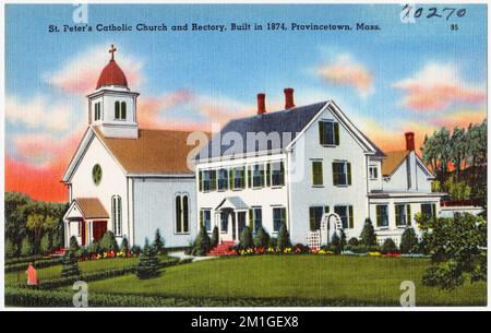 St. Peter's Catholic Church and rectory, built in 1874, Provincetown, Mass. , Catholic churches, Tichnor Brothers Collection, postcards of the United States Stock Photo