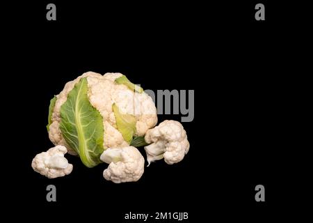 cauliflower close up on black background Stock Photo