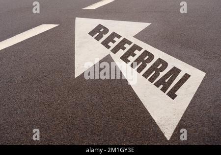 Business and finance concept. Markings and an arrow with the inscription - REFERRAL Stock Photo