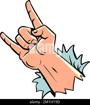 male hand rock gesture goat, music fans emotions delight support. Freedom symbol Stock Vector