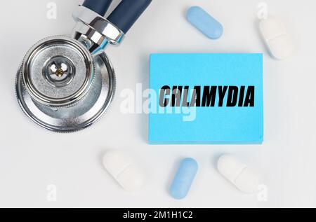 Word Chlamydia. Medical concept. white paper and red line Stock Photo ...