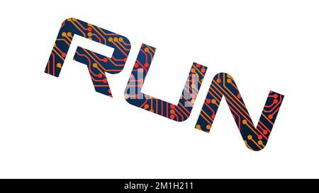 Run word technological design in style of PCB Stock Vector