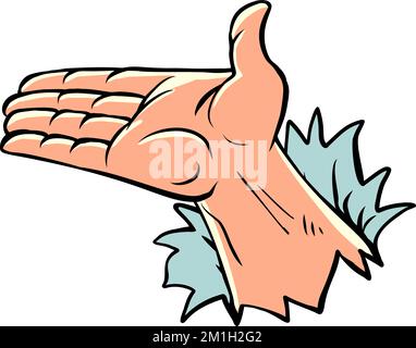 a man outstretched palm. asking for help, poverty and charity. Empty hand presentation gesture Stock Vector