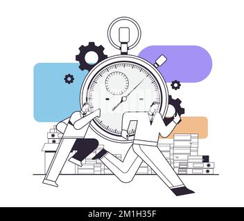 overworked businessmen with stopwatch running in office hurry at work deadline time management concept Stock Vector