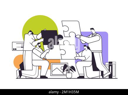 businesspeople team putting parts of puzzle together problem solution teamwork concept Stock Vector