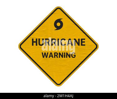 Hurricane warning - yellow road sign Stock Photo