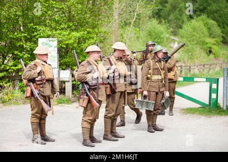 Newcastle-under-Lyme, Staffordshire-united kingdom April, 14, 2022 first world war british soldiers in a re-enactment Stock Photo