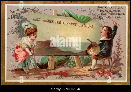 Two advertising trade cards Cheap John’s tobacco New Bedford MA (19th) Two advertising trade cards Cheap John’s tobacco New Bedford MA (19th)
