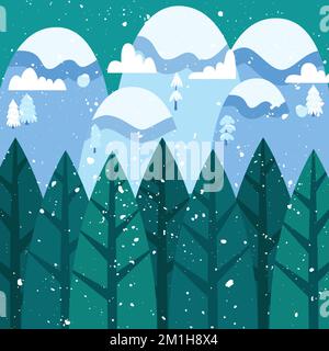 Winter Forest Mountain Stock Vector