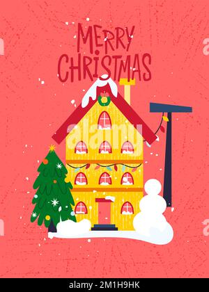 Red Merry Christmas Poster Stock Vector
