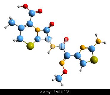 3D image of Cefetamet skeletal formula - molecular chemical structure of  cephalosporin antibiotic isolated on white background Stock Photo