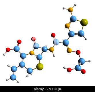 3D image of Cefixime skeletal formula - molecular chemical structure of  cephalosporin antibiotic isolated on white background Stock Photo